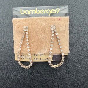 Bamberger's Vintage earrings-Gold finish-Crystal stones
